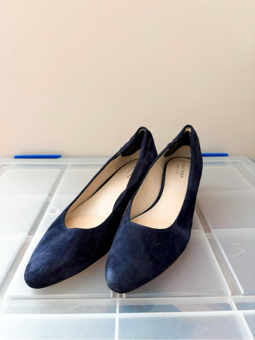 Cole Haan Navy Suede Wedge Pumps Size 8B